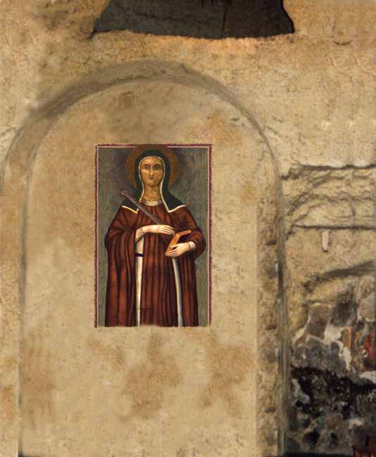 Spostamento virtuale dell'immagine di Santa Sofia nella sua nicchia originaria