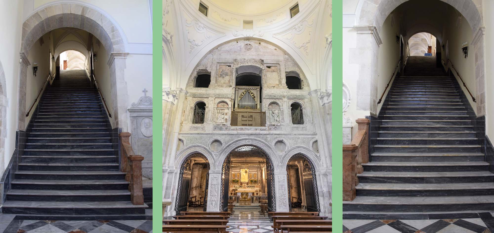 Basilica della Madonna dei Miracoli: Chiesa inferiore - Grotta della Madonna - Scalinate laterali.