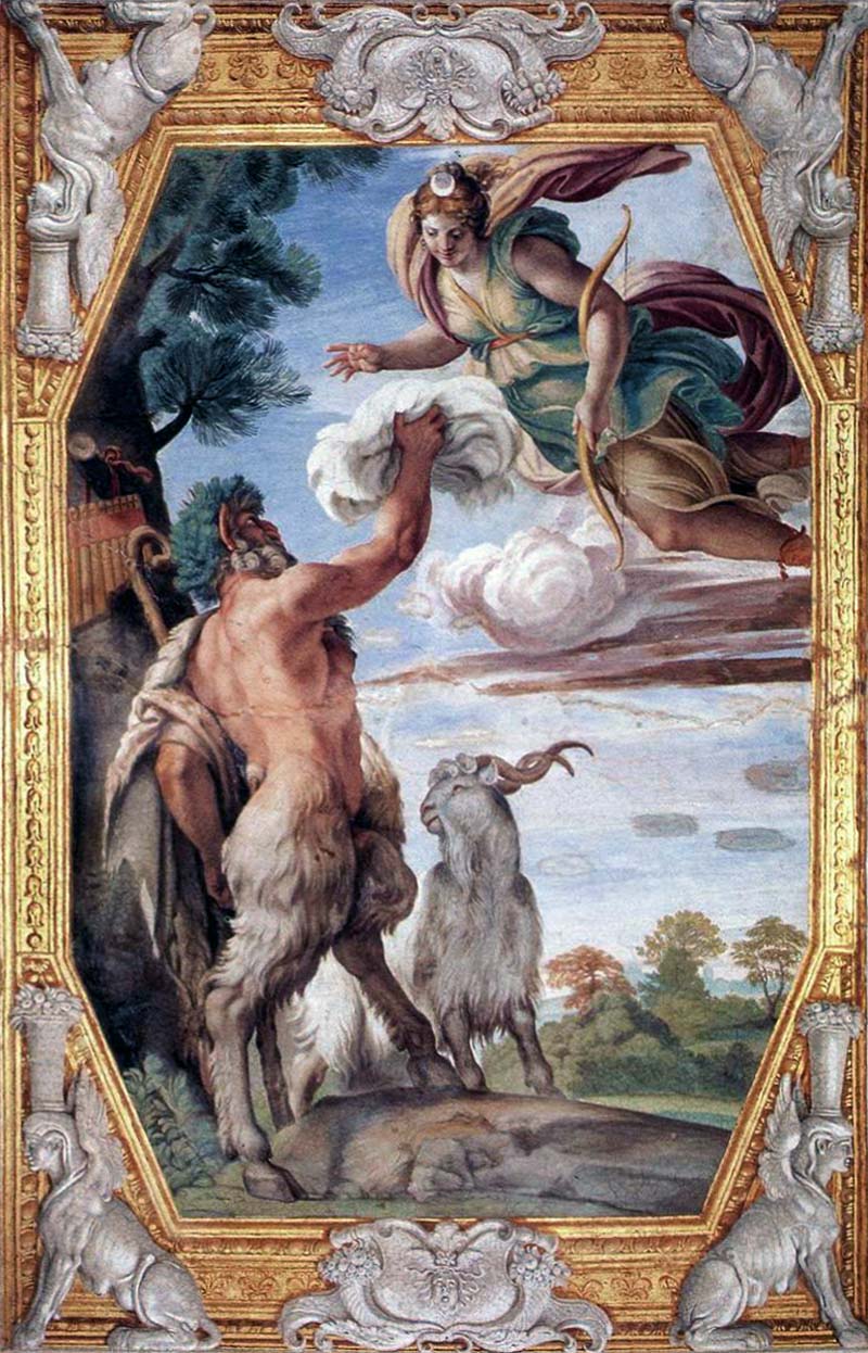 Pan e Selene-Diana, di Annibale Carracci (Palazzo Farnese Roma)