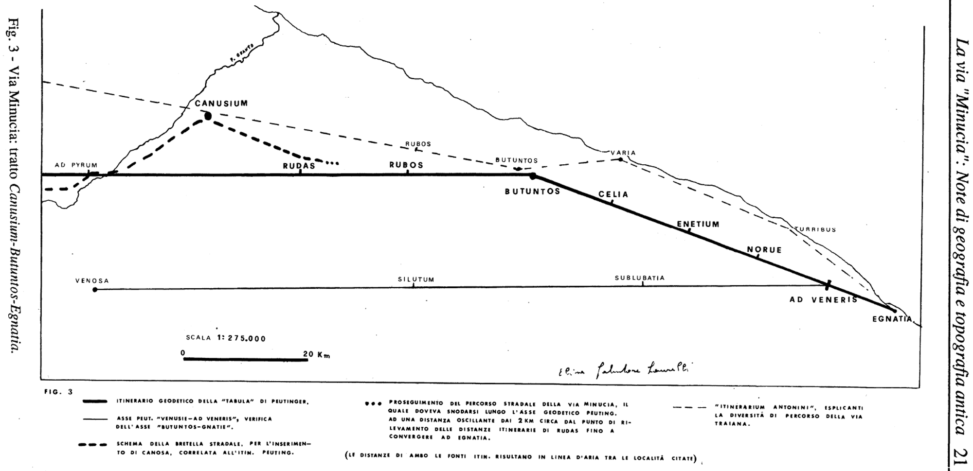 Carta schematica degli itinerari altomedievali. la Via Minucia Canosa-Egnazia