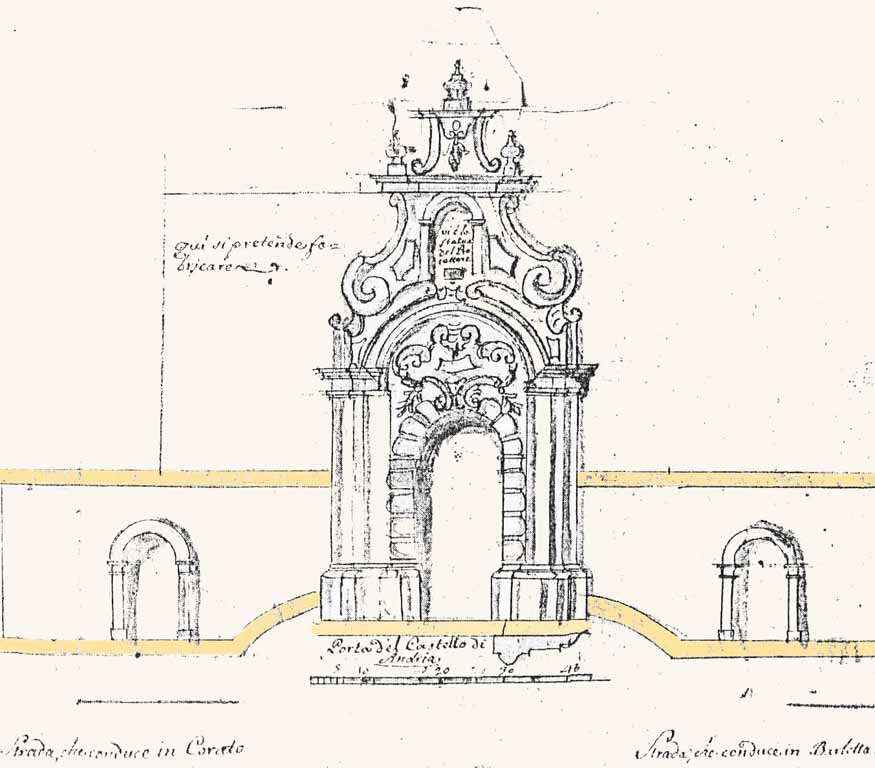 La Porta “del castello” nel contesto della strada per Trani nel 1811. (particolare)