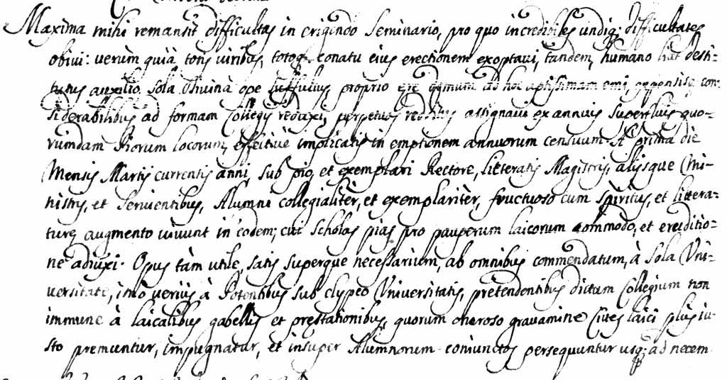 stralcio della relazione di Mons. Andrea Ariano del 1705