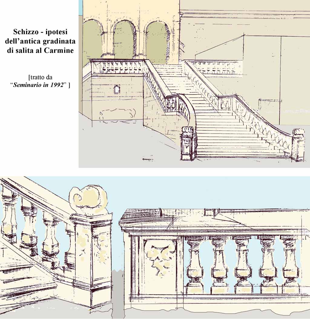schizzo - ipotesi dell'antica gradinata di salita al Carmine