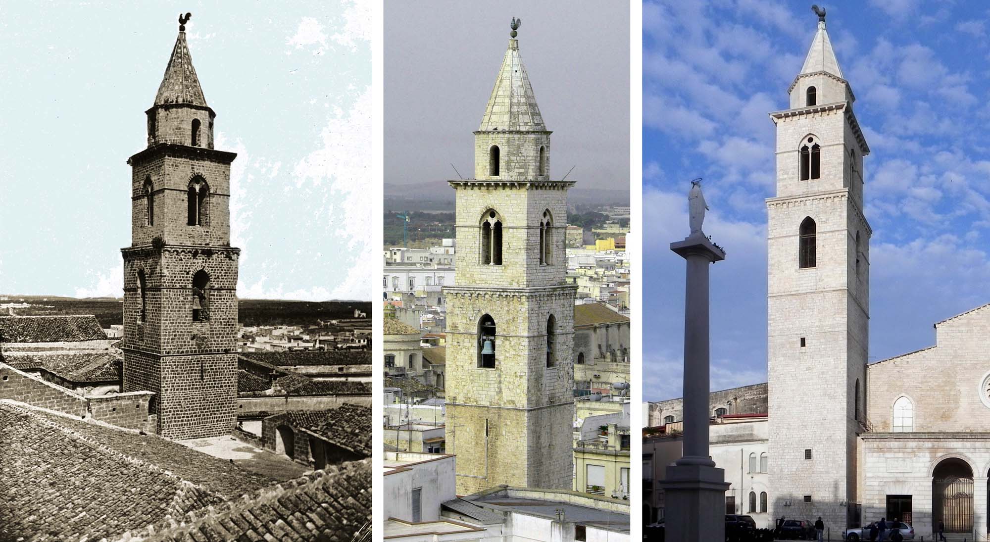 Il campanile ai primi del Novecento, a fine Novecento e nel 2010