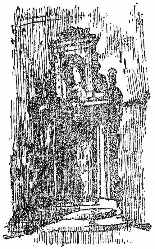 Il portale del convento in un disegno di N. Vaccarella edito sul giornale "La Gazzetta di Puglia" del 24.12.1923