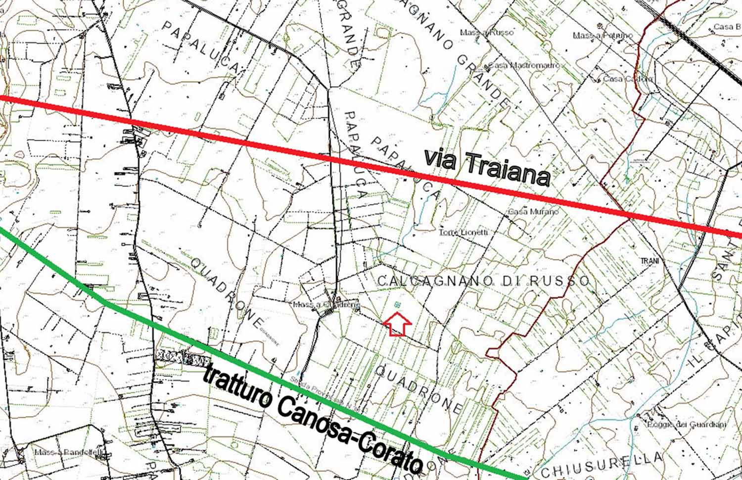 Planimetria della zona tratta dalla cartografia tecnica regionale.