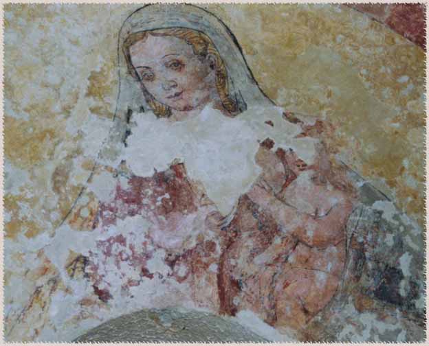 Madonna con Bambino, a destra nell'abside della chiesa rupestre Cristo della Misericordia