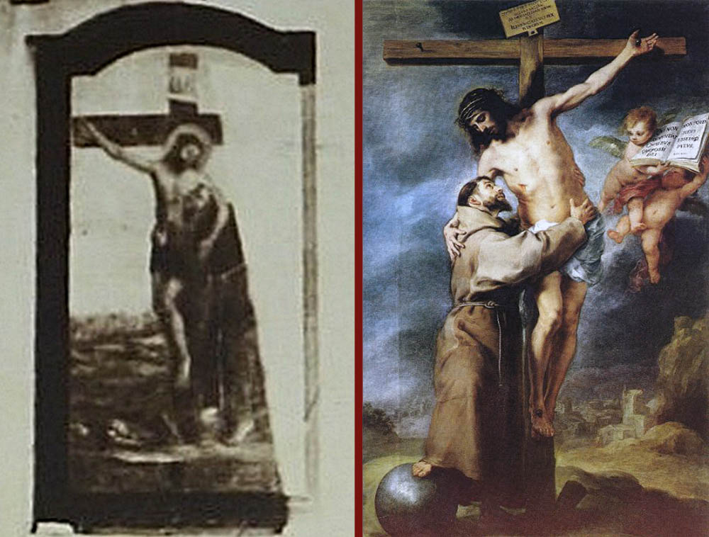 S. Francesco abbraccia Cristo Crocifisso - confronto con la tela del Murillo