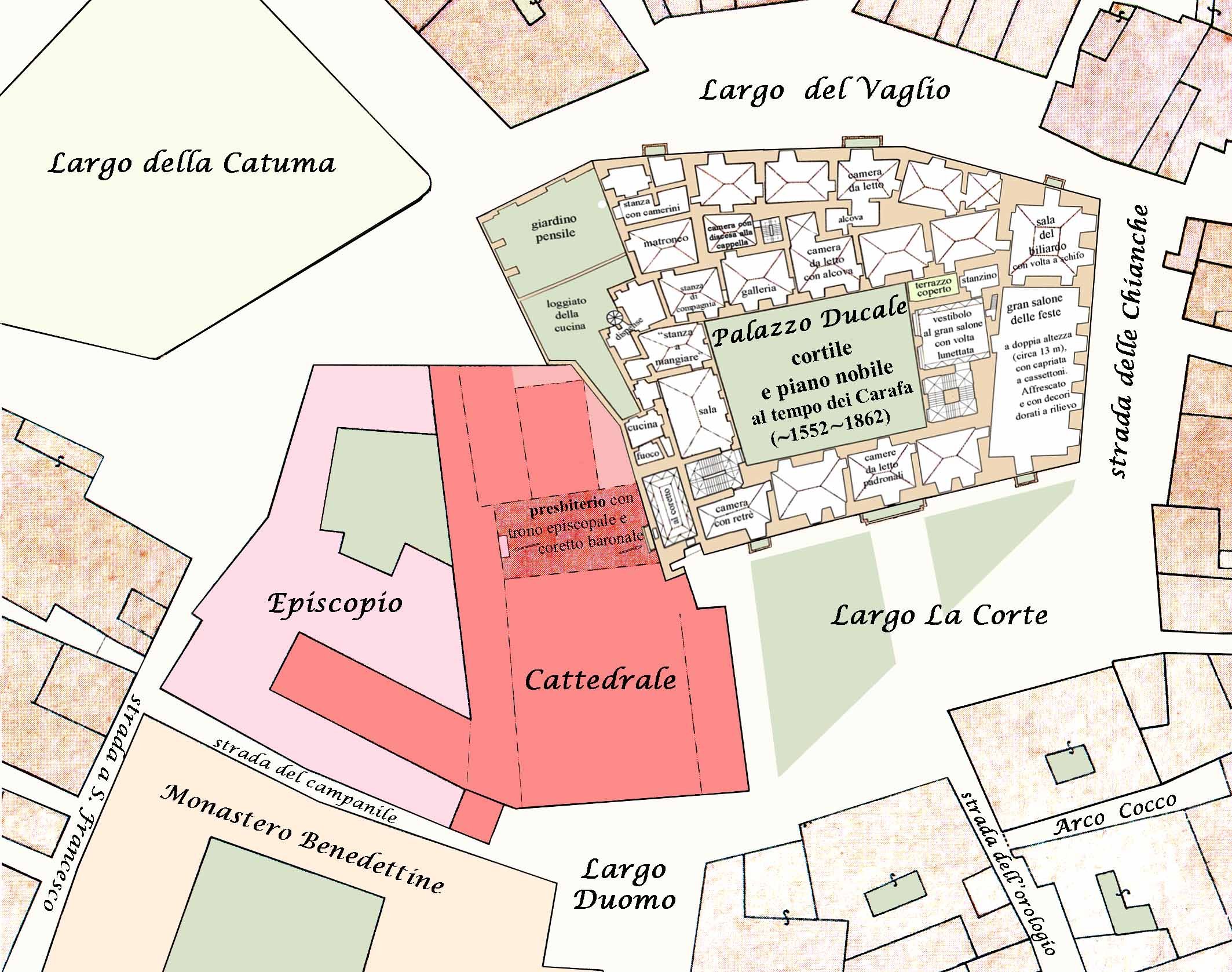 Pianta del piano nobile del Palazzo ducale nella carta topografica della Città