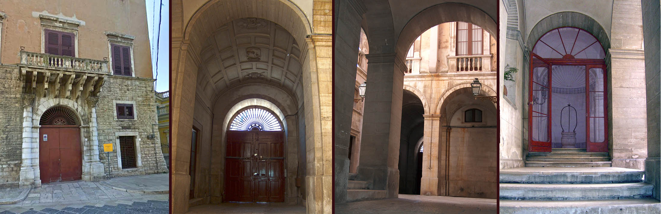 Il portale, il cortiletto e lo scalone costruiti da Pasquale Spagnoletti nella 2^ metà dell'Ottocento