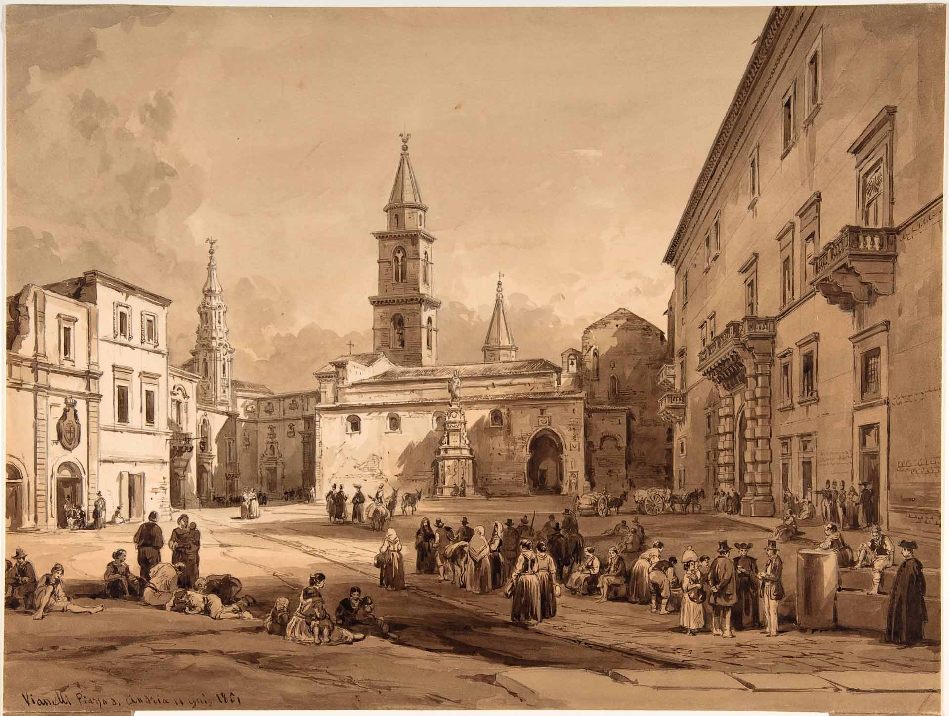 "The Main Square" (la piazza più importante) di Andria - dipinto di Achille Vianelli del 1851, Metropolitan Museum of Art, New York