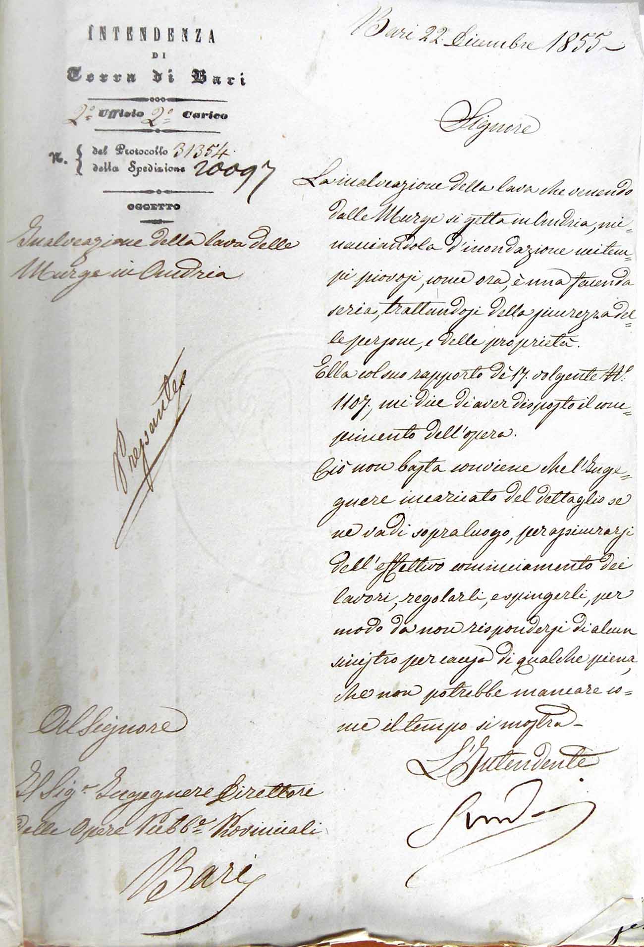Doc. 74 - Documento dell’Archivio Storico del Comune di Andria, anno 1855.
