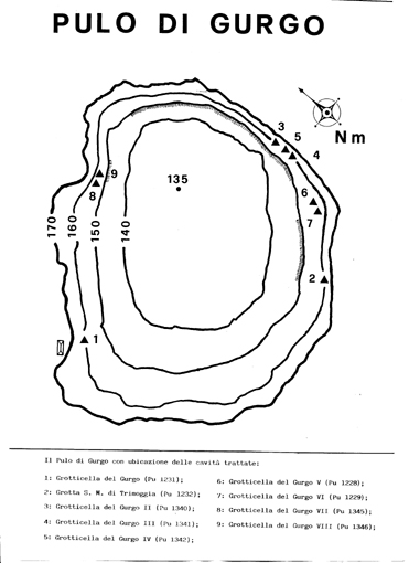 Gurgo: ubicazione degli ingressi alle grotte