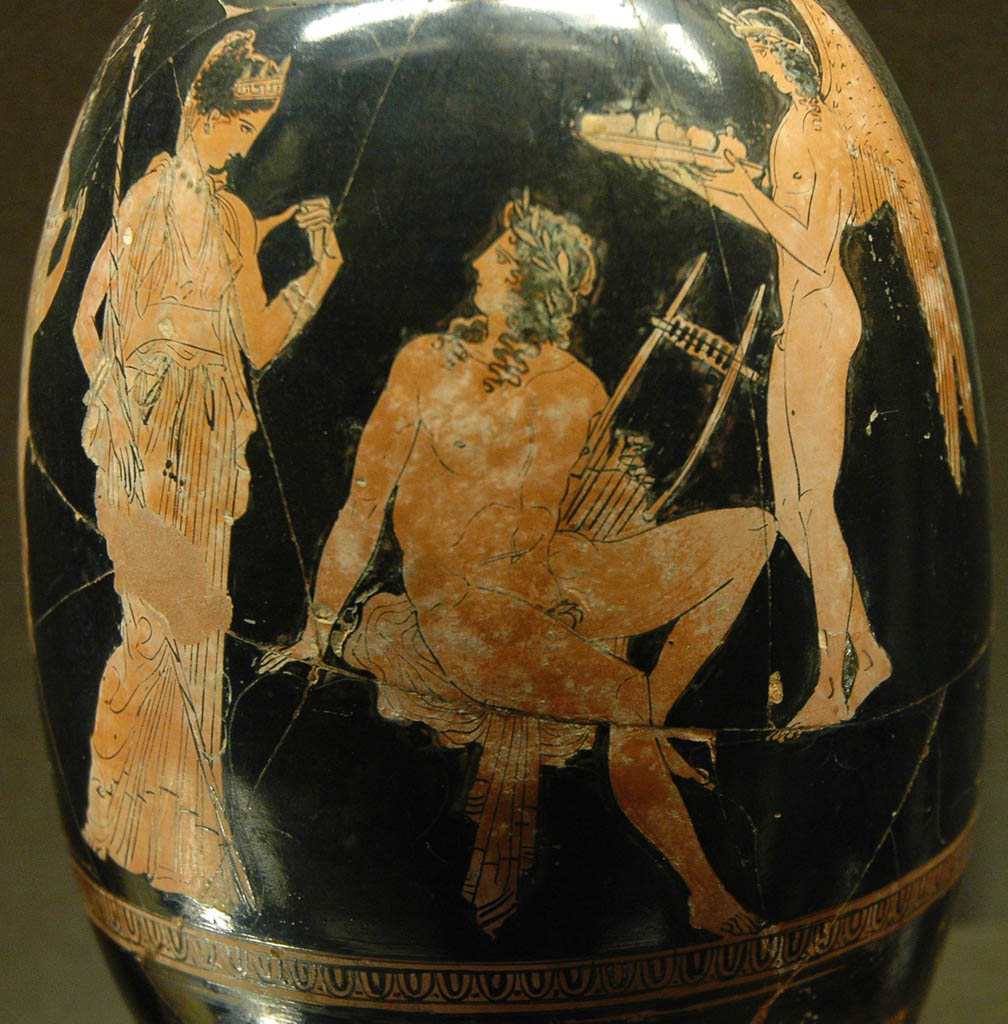 Afrodite, Adone ed Eros: figure rosse su Lekythos, Museo del Louvre (foto Jastron)