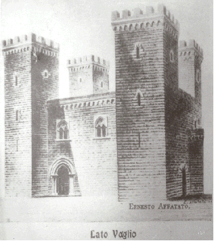 Ideale ricostruzione del Castello Normanno, disegnata dal pittore E. Affaitato nel 1912