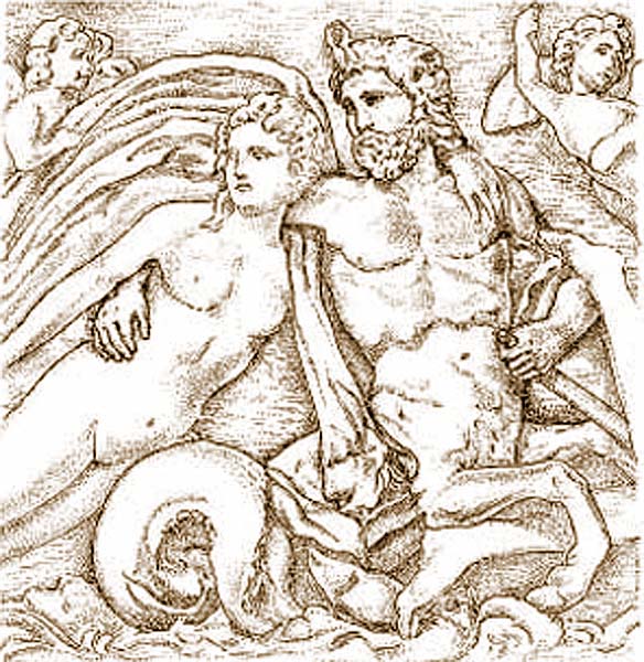 Tritone con una Nereide (disegno da enc. Treccani)