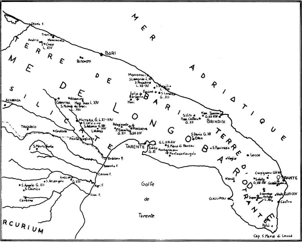 Carta delle cripte dell'Italia Meridionale