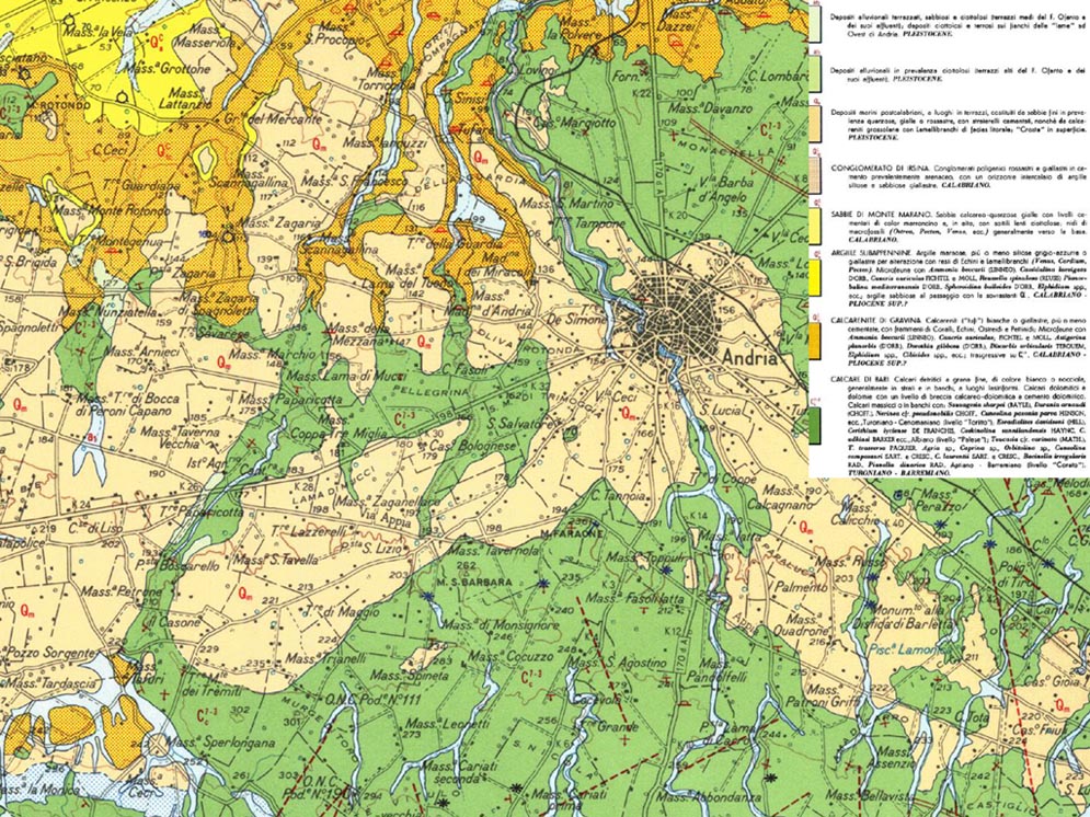 Ipotetico percorso fel flumen Aveldium nella carta geologica dell'I.G.M.