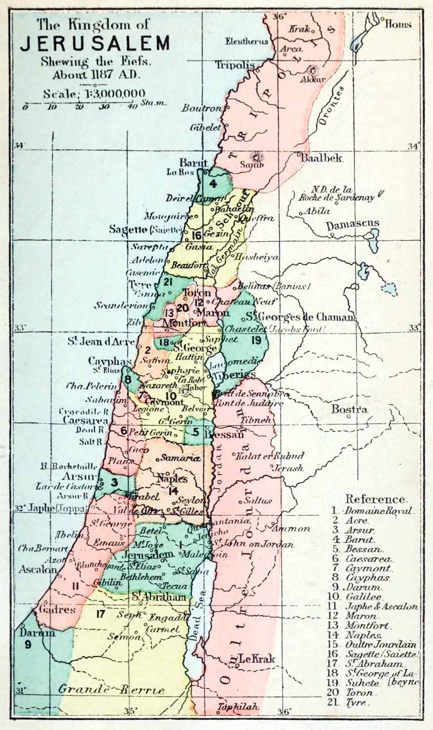 I territori del regno di Gerusalemme verso il 1187