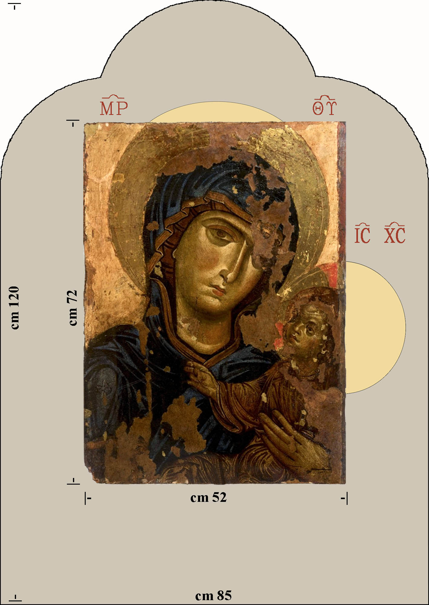misure e forma originarie dell'Icona di Andria