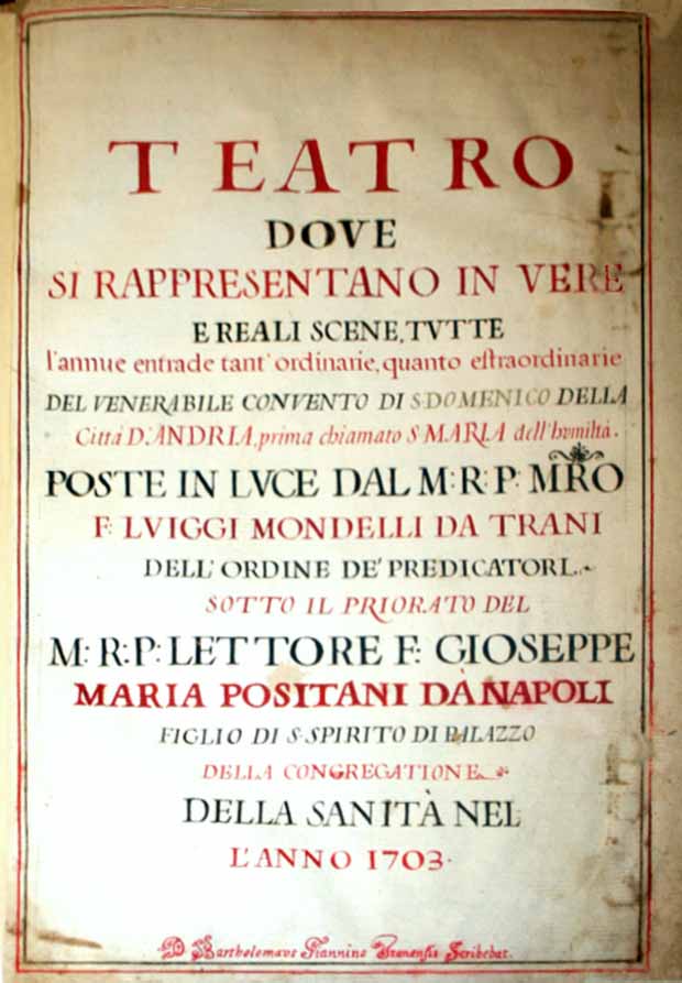 risguardo del "Teatro" - libro dei beni del convento domenicano