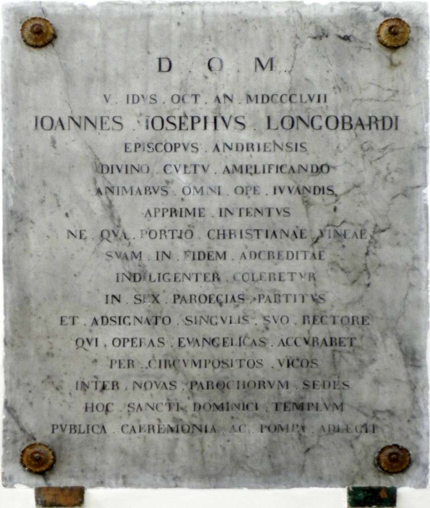 lapide commemorativa dell'erezione a parrocchia nel 1857