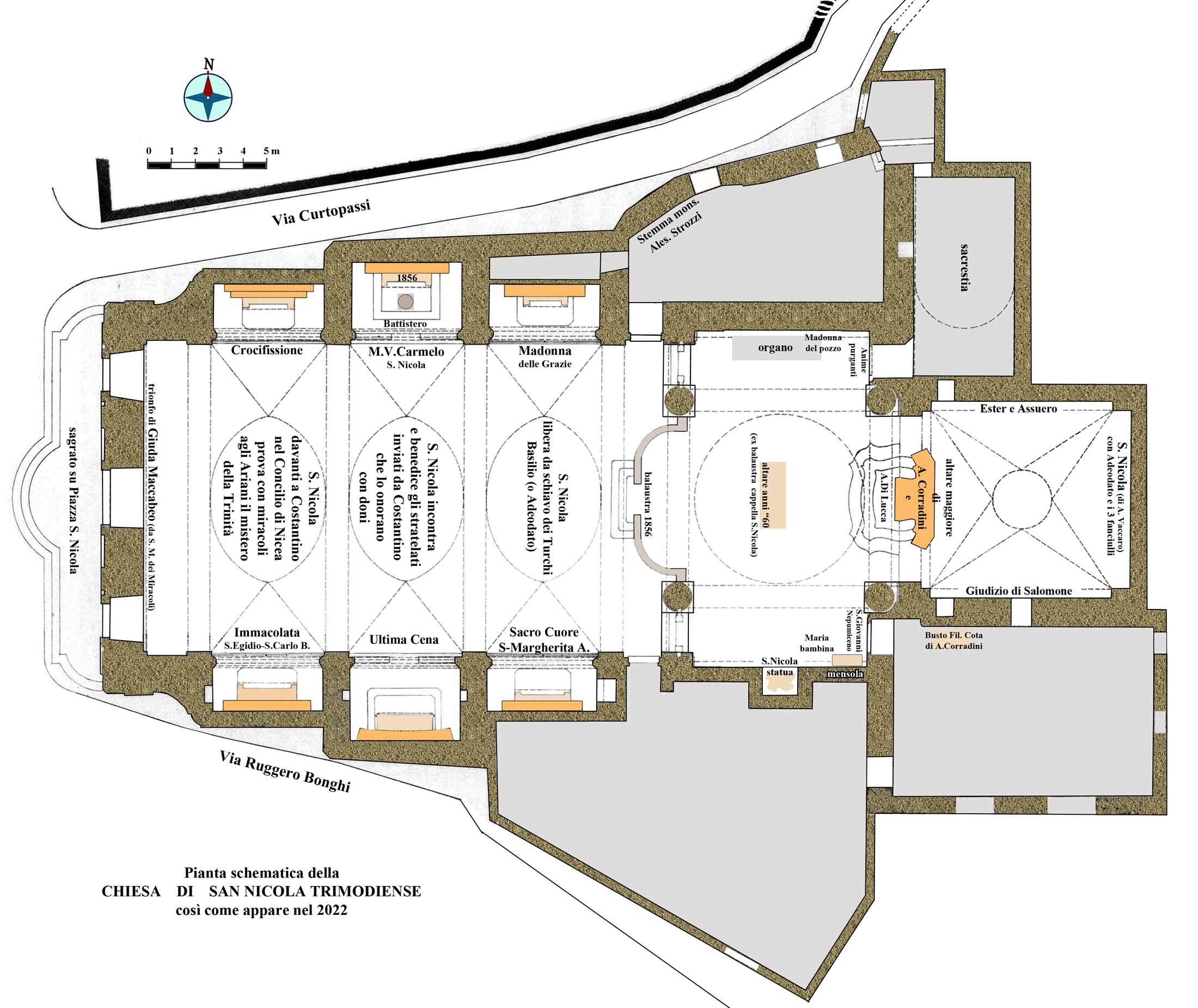 attual (2022) pianta schematica della Chiesa