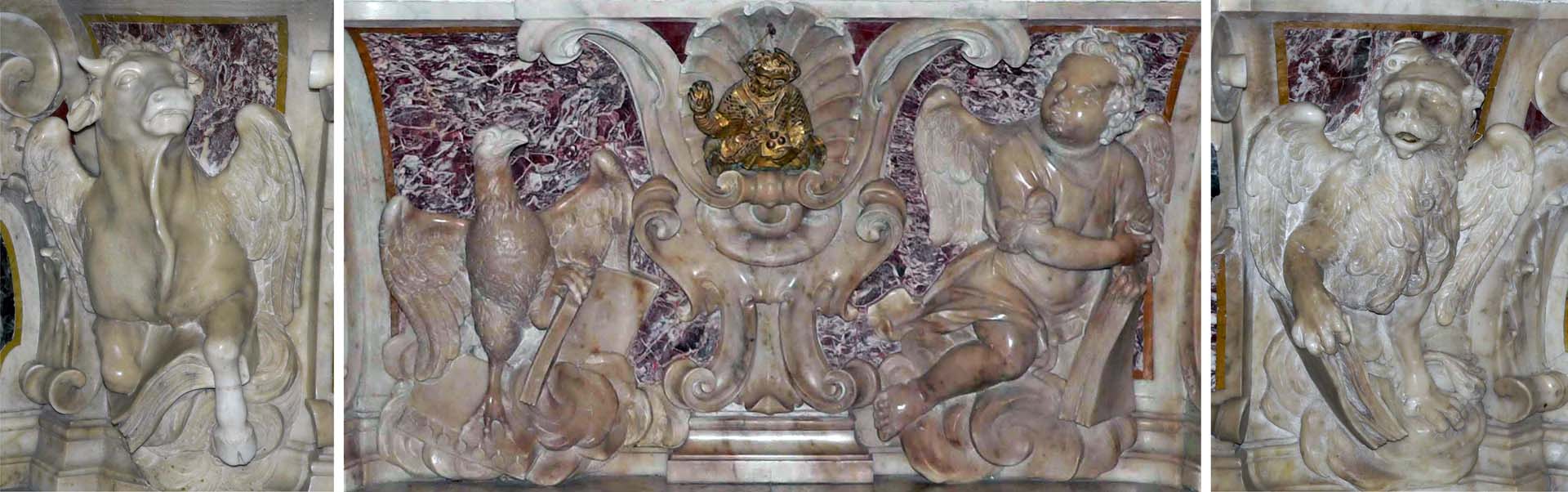 altare maggiore: sculture del paliotto
