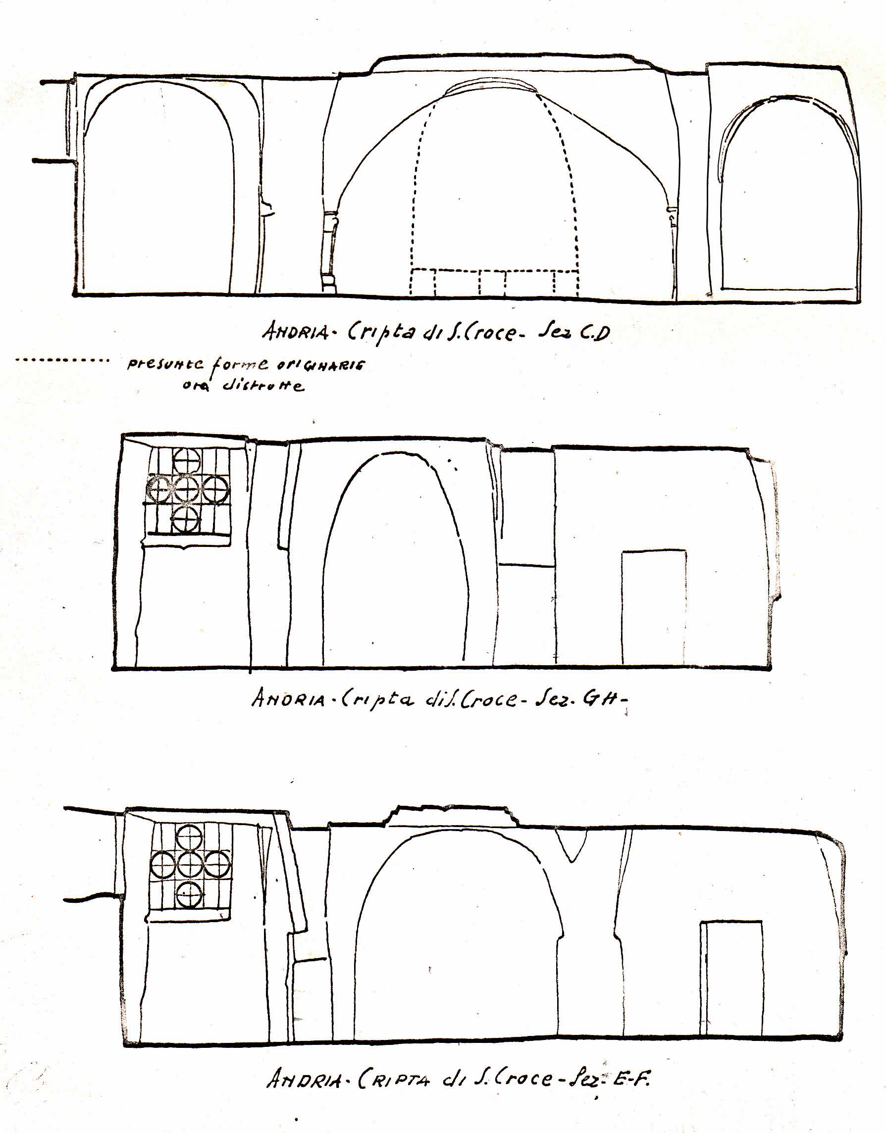 sezioni della cripta, di E. Checchi, Soprintendenza, 1934