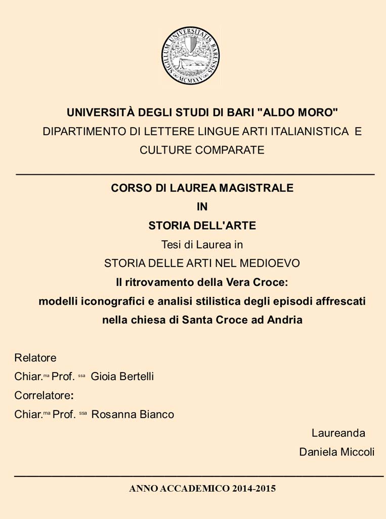 frontespizio della tesi della Miccoli